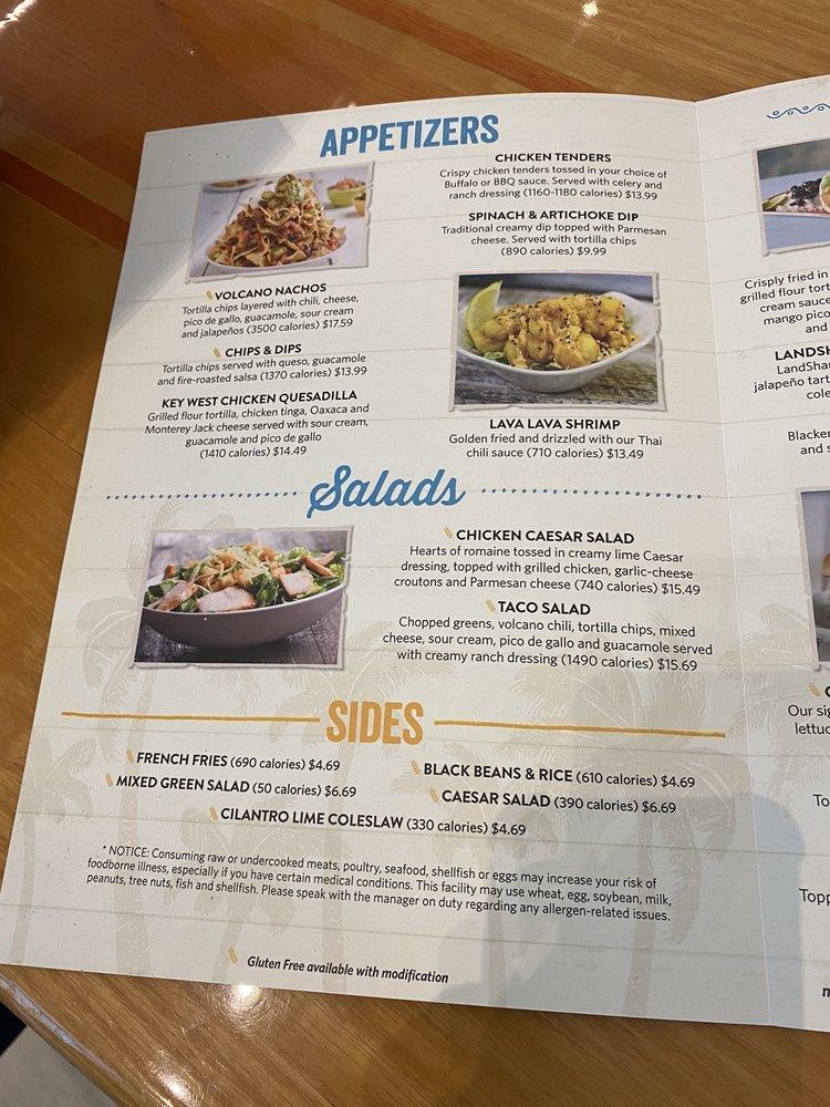 Menu at Air Margaritaville Restaurant, Fort Lauderdale, International