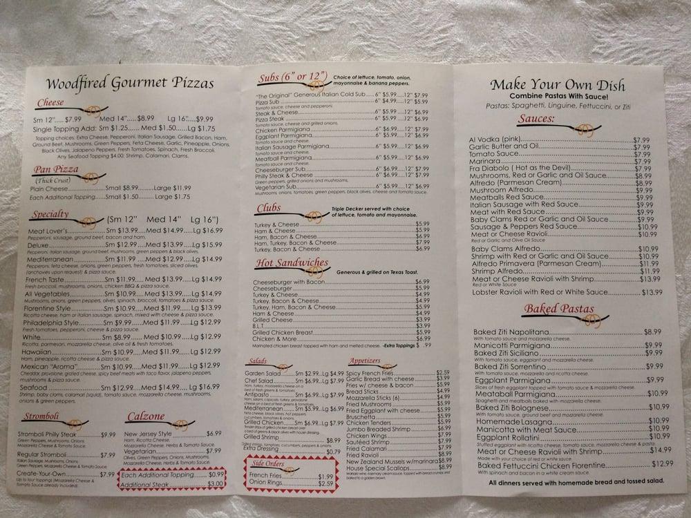 Carta del restaurante Wood Fired Oven, Grottoes, 75 Augusta Ave
