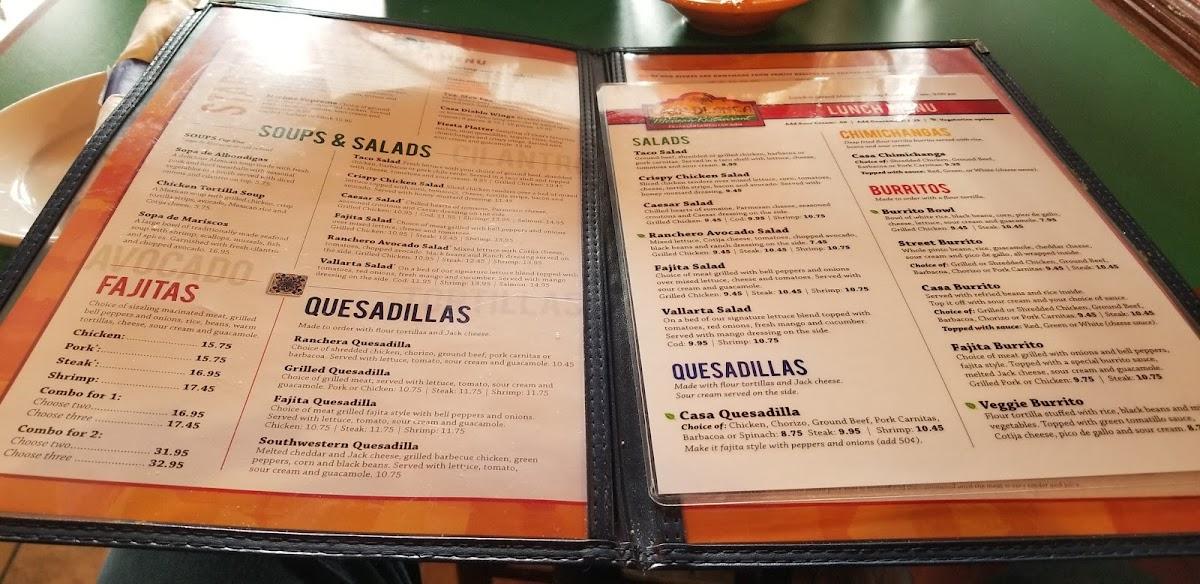 Menu at Casa Blanca Mexican Restaurant, Billerica