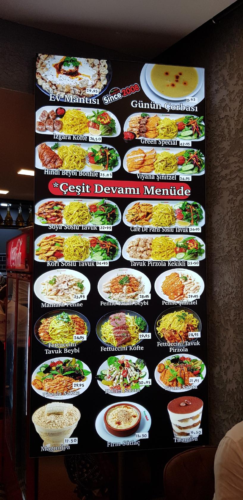 Menu at Green Salads, Istanbul, Büyükdere Cd. No 22