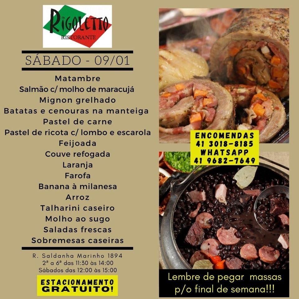 Rigoletto Buffet por quilo cardápio