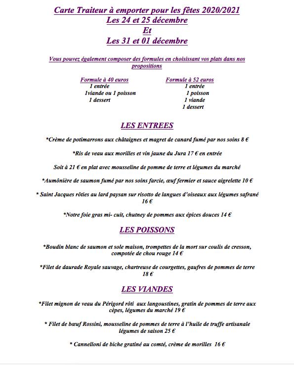 Menu au L'Armandine restaurant, Ribérac