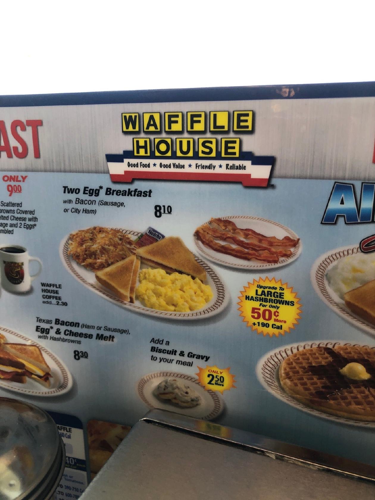 Menu at Waffle House restaurant, Tucson, E Valencia Rd