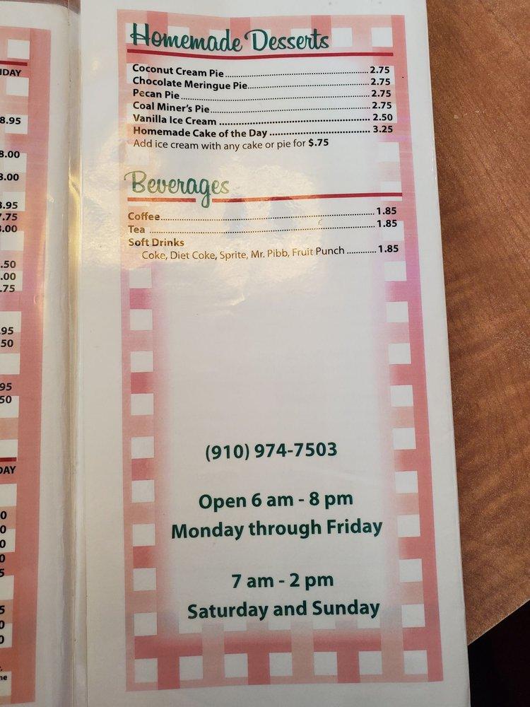 Menu at Blake's Restaurant, Candor