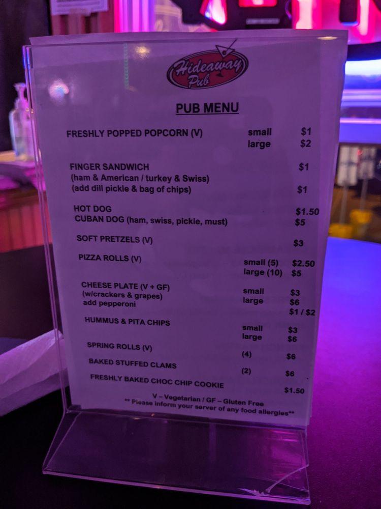 Menu at Hideaway Pub, Salisbury, 183 North End Blvd