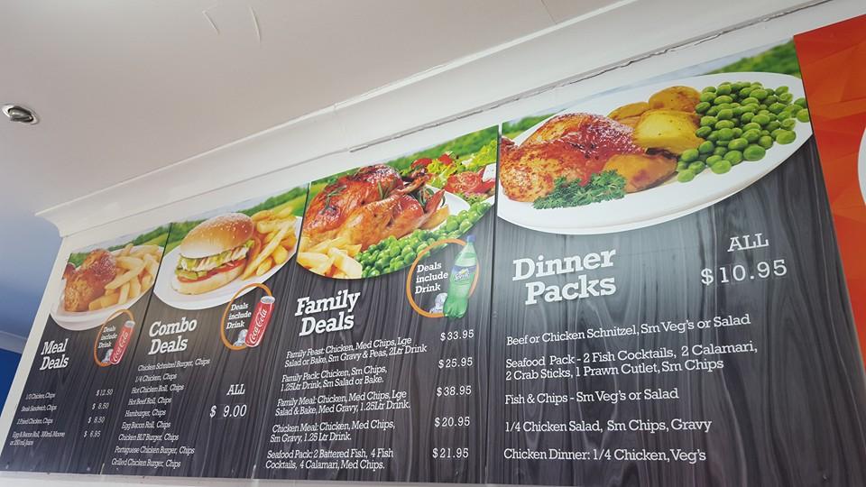 Menu at Warilla Charcoal Chickens restaurant, Warilla