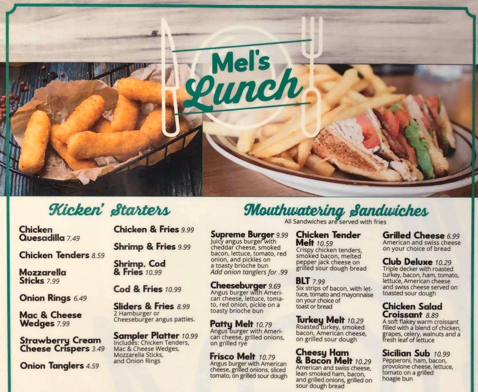 Menu at Mel's Hometown Restaurant, Corry