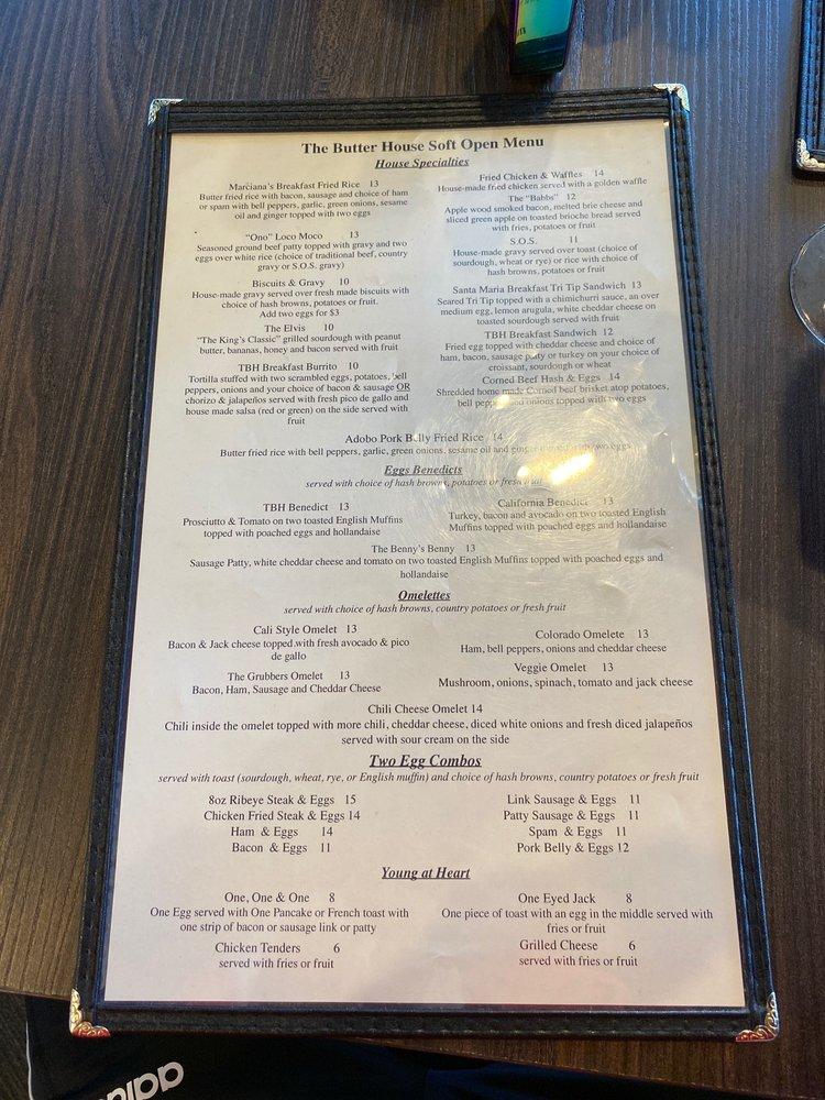 Menu at The Butter House restaurant, Seaside