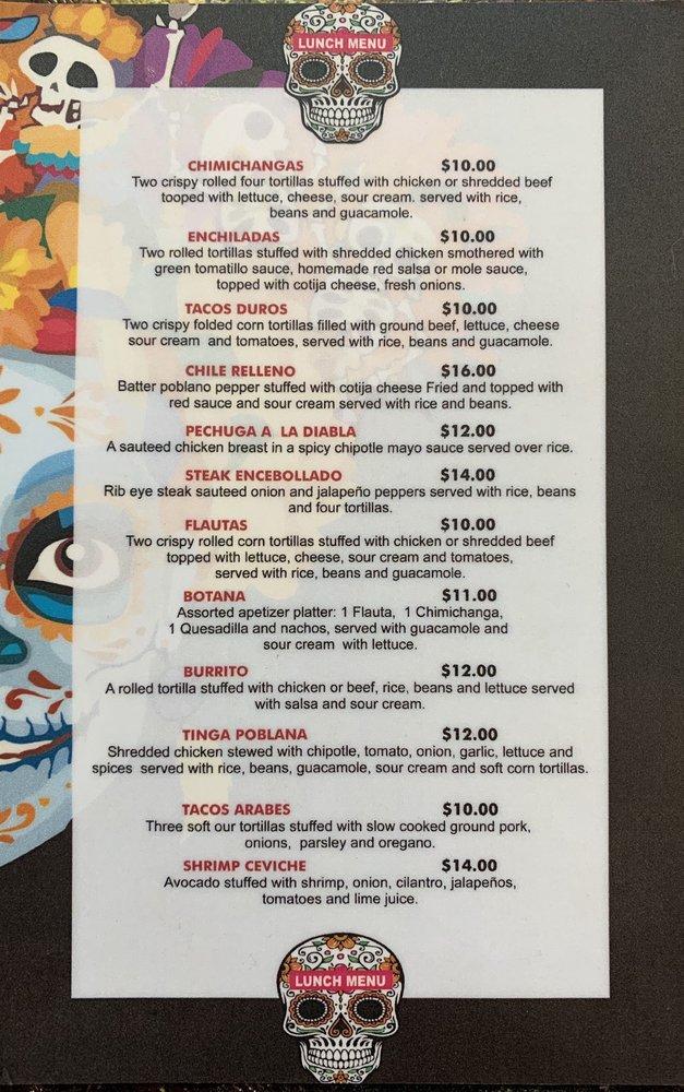 Menu at La Catrina Authentic Mexican Cuisine restaurant, Ashland