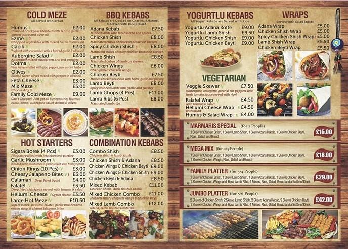 Menu at Marmaris Turkish BBQ, Wigston