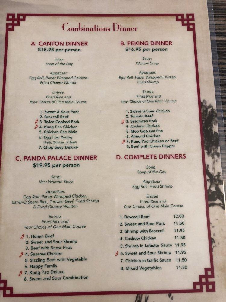 Menu at Panda Palace restaurant, Montrose