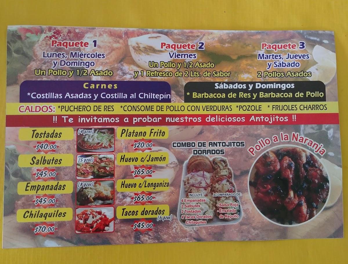 Menu at El Pollo Dorado restaurant, Comalcalco