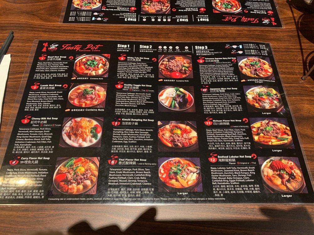 Menu at Tasty pot restaurant, Beaverton