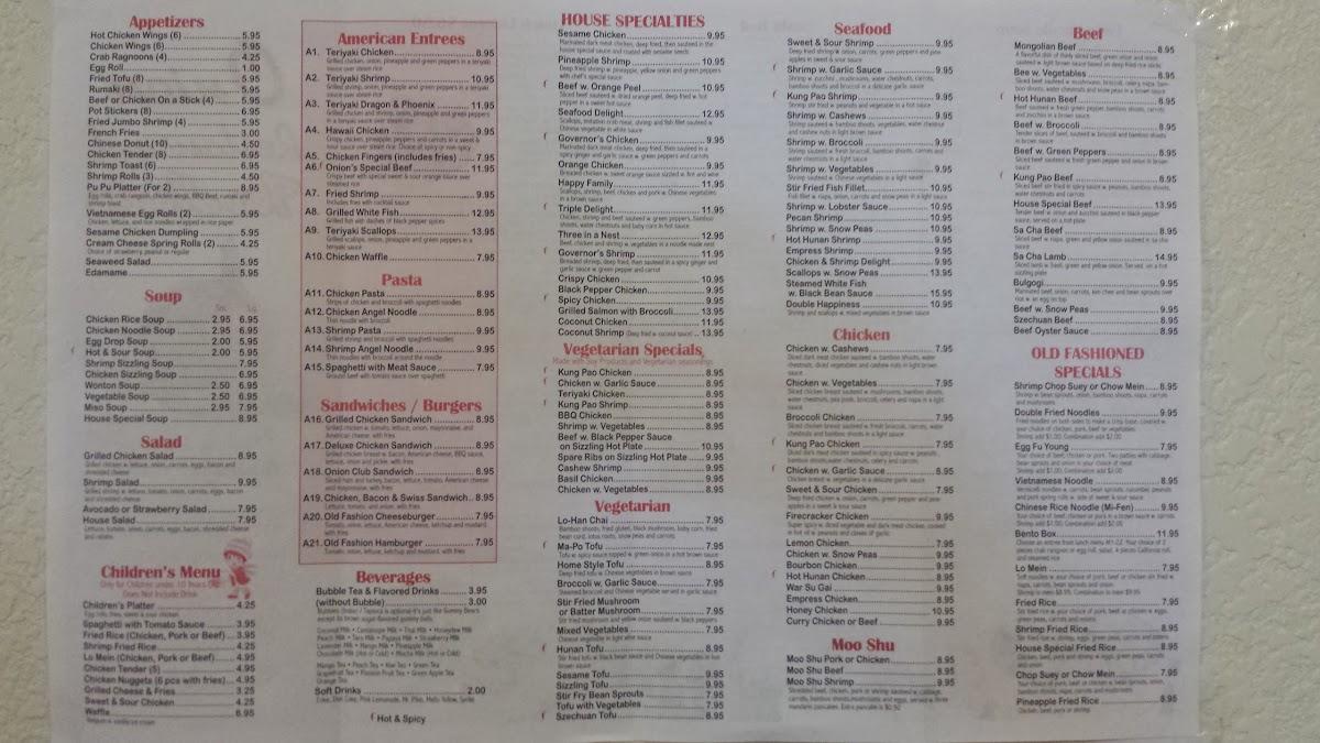 Menu at Onion Restaurant & Tea House, New Albany