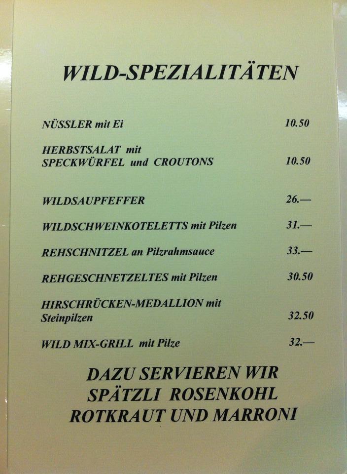 Menu di Restaurant Pflug Unterramsern 