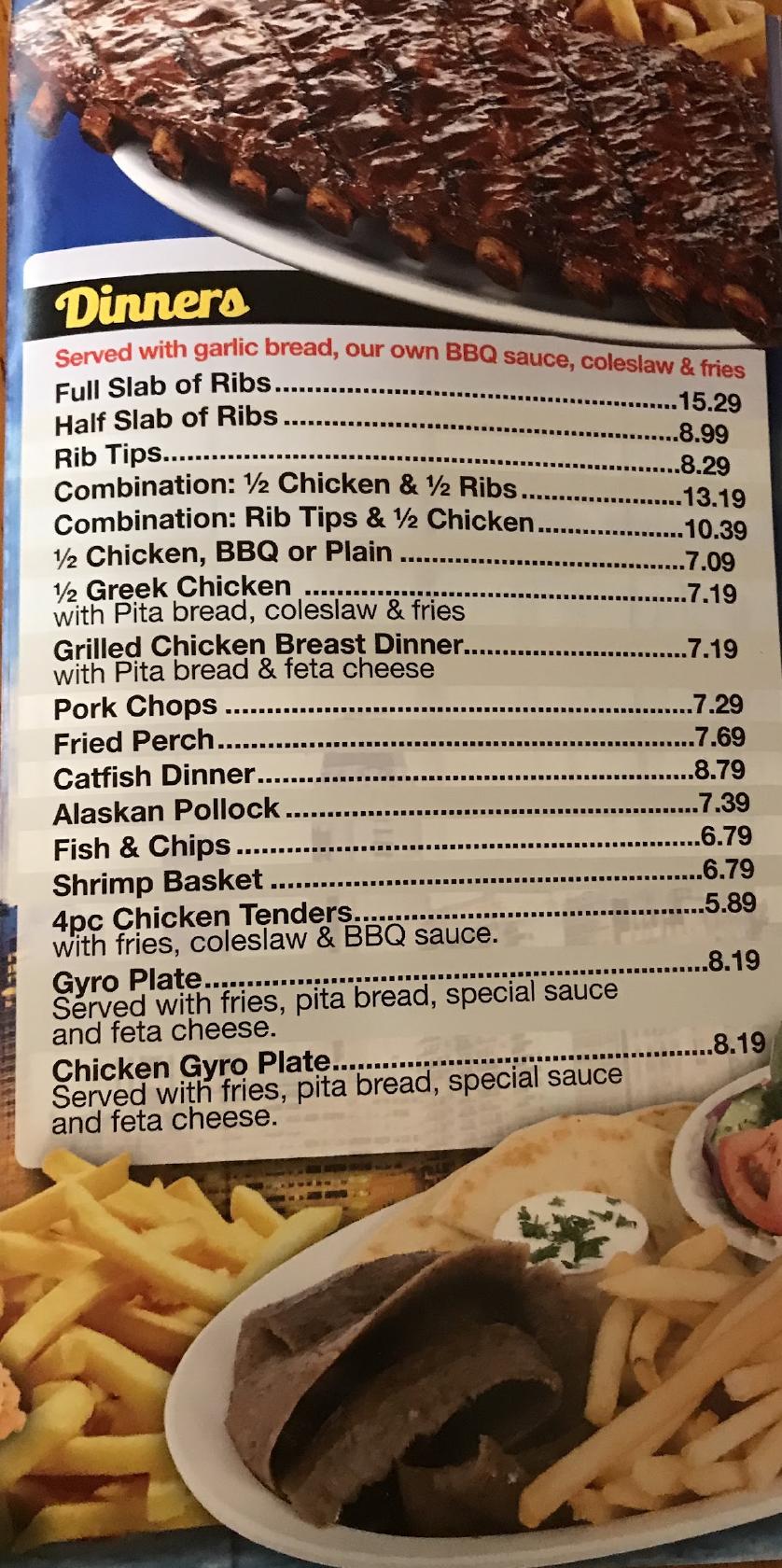 Menu at King Gyros restaurant, Plymouth