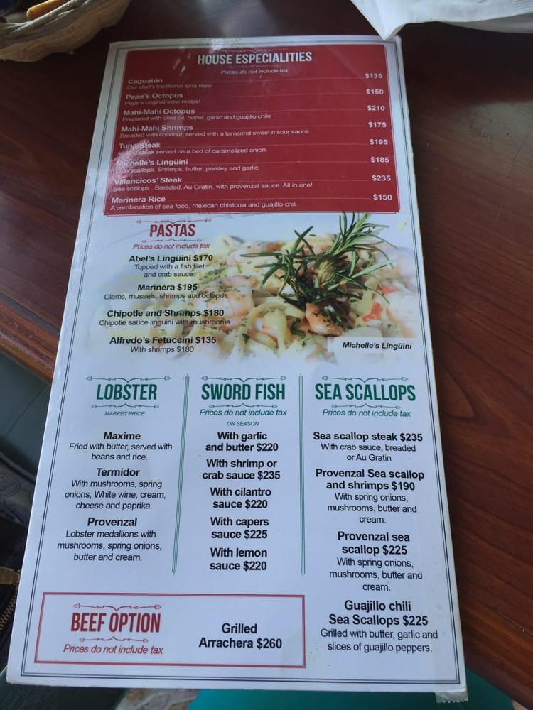 Carta del restaurante Mahi Mahi, Ensenada, P.º Miguel Hidalgo y Costilla 33