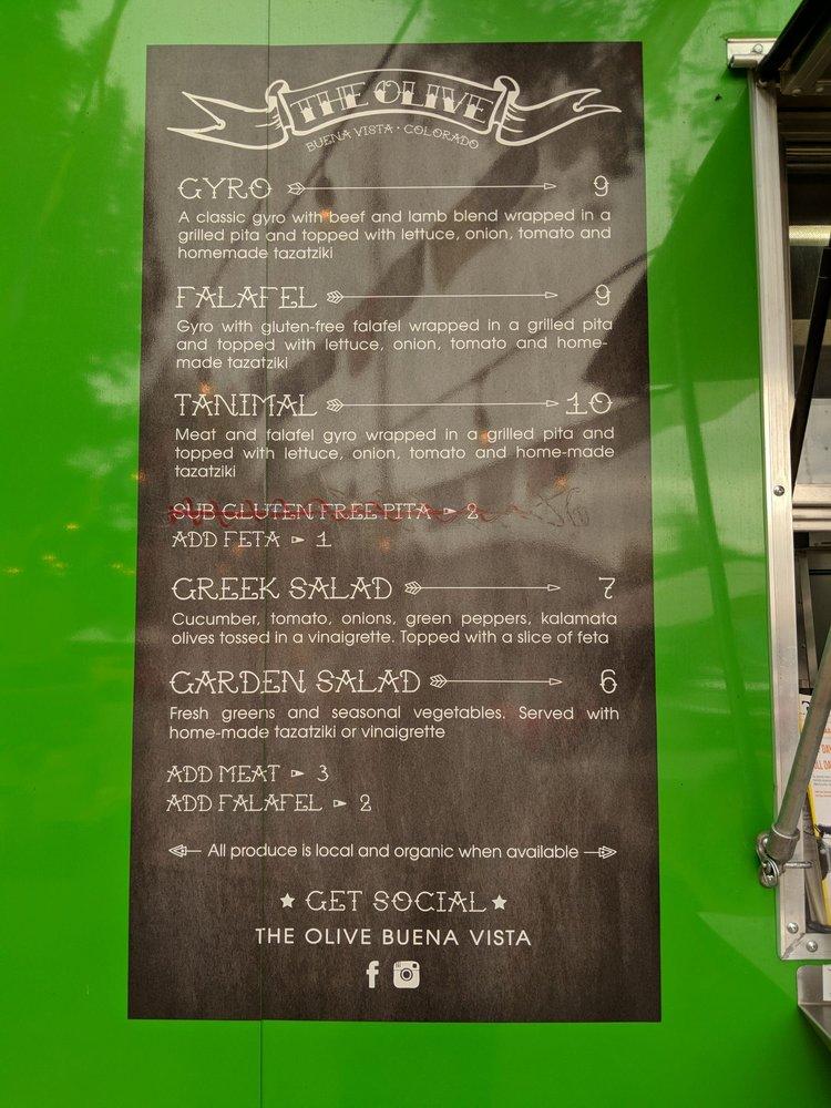 Menu at The Olive Mediterranean Cuisine restaurant, Buena Vista