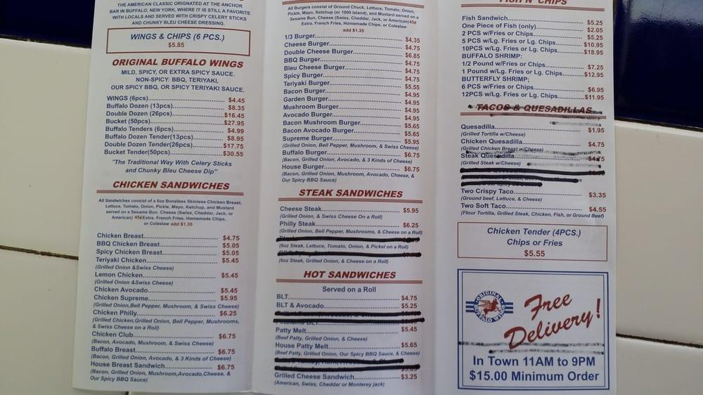 Menu at Original Buffalo Wings Restaurant, Petaluma