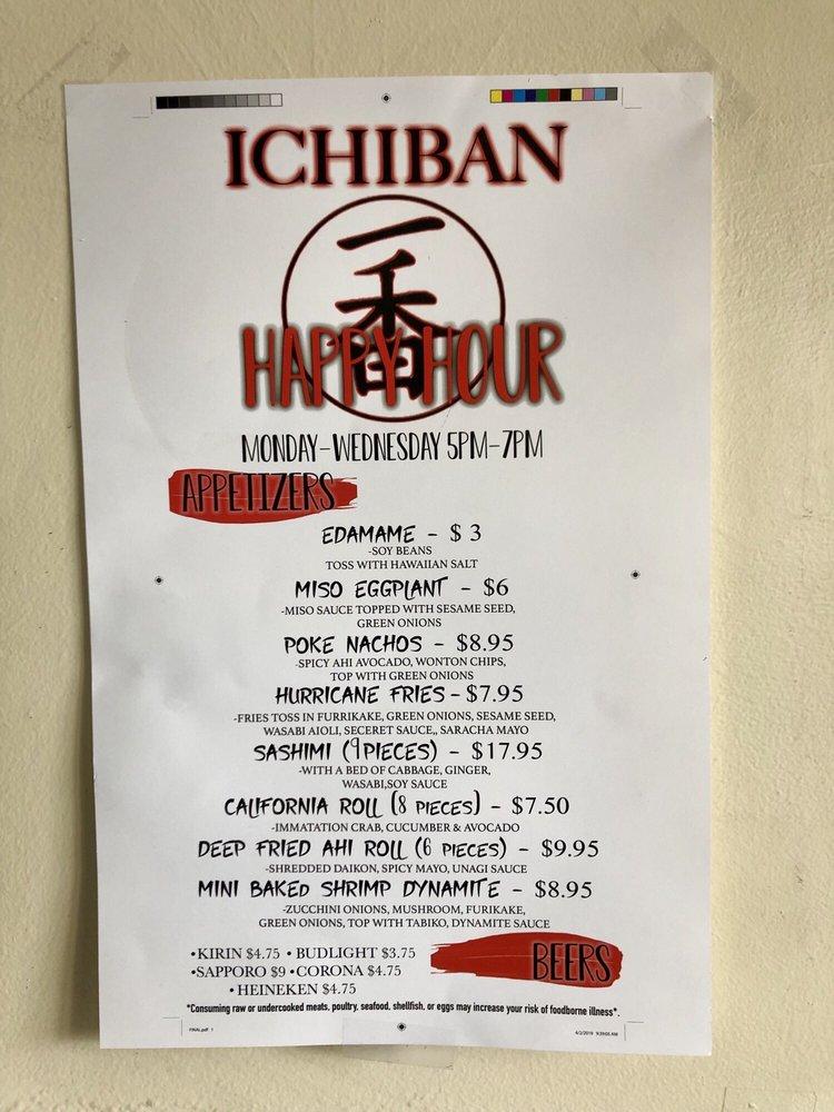 Menu at Ichiban Restaurant & Sushi, Kahului