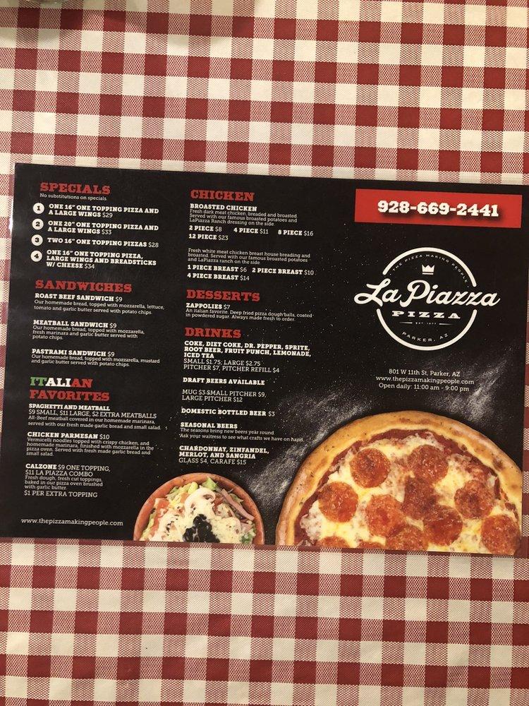Menu at La Piazza Pizza Parker, Az pizzeria, Parker