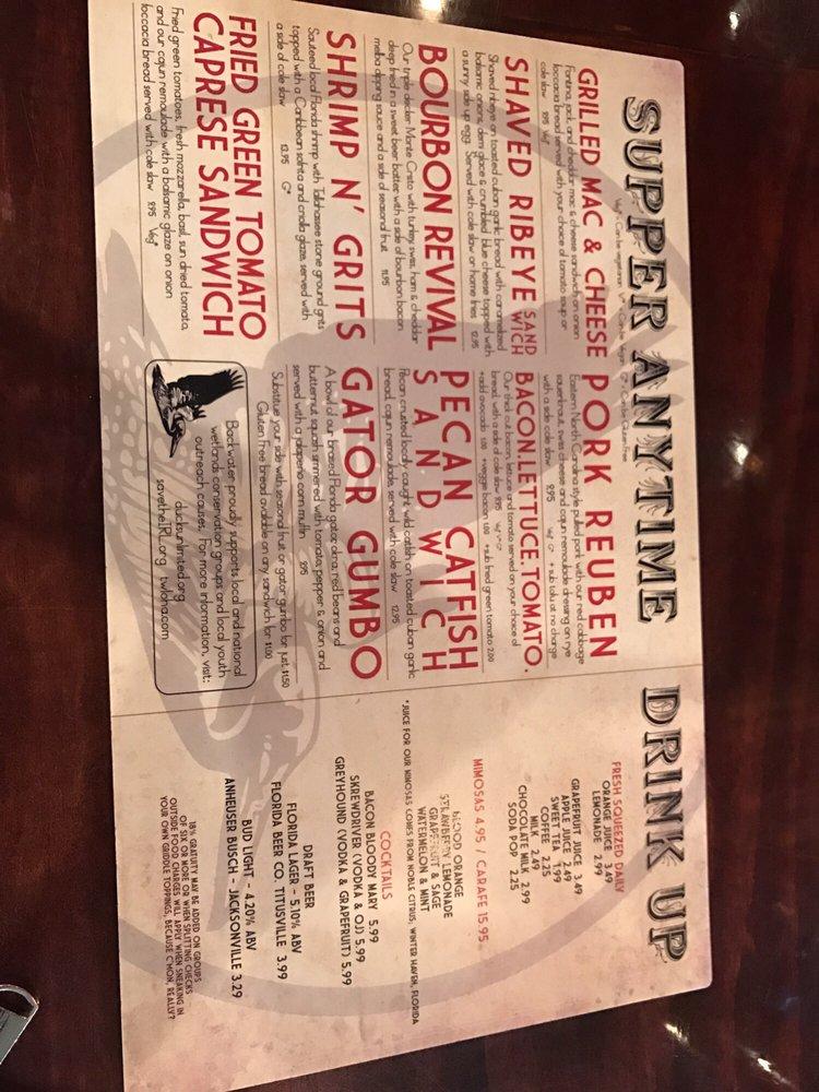 Menu at Backwater restaurant, Melbourne