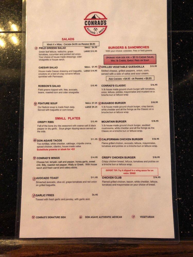 Menu at Conrad's Kitchen + Grill and Don Agave Cantina restaurant