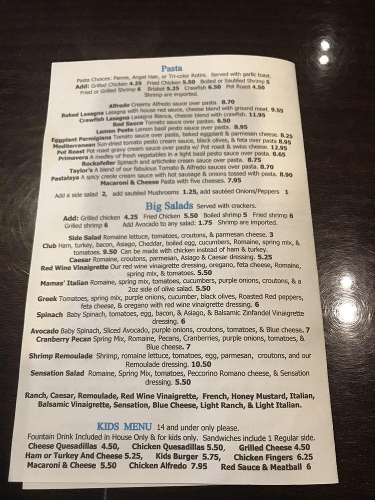 Menu at John Michael's Good Eats restaurant, Geismar