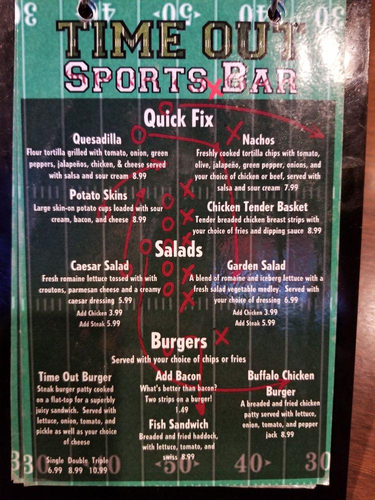 Carta de Time Out Sports Bar, Presque Isle
