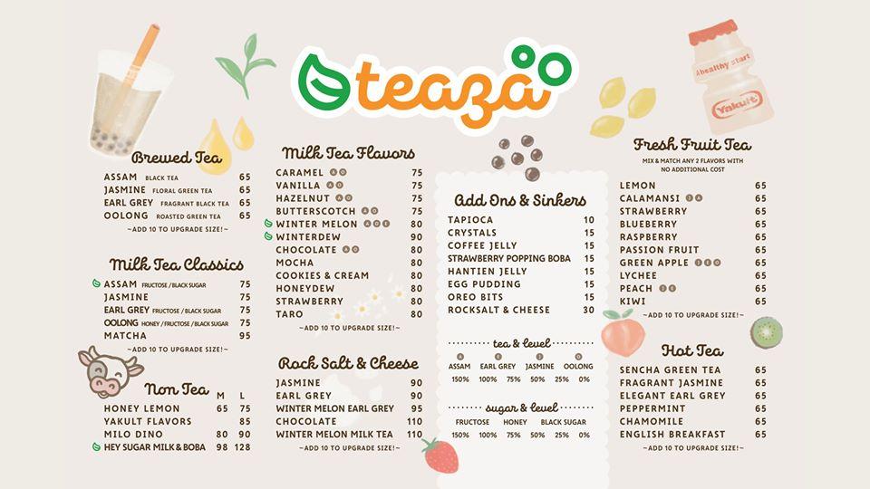 Carta de Teaza Milk Tea PH (Beverly Hills Antipolo), Antipolo