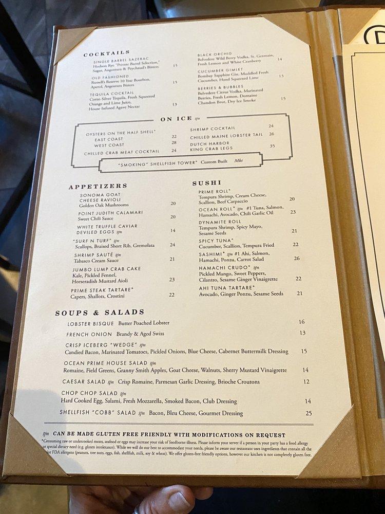 Menu at Ocean Prime - Denver Tech Center steakhouse, Greenwood Village ...