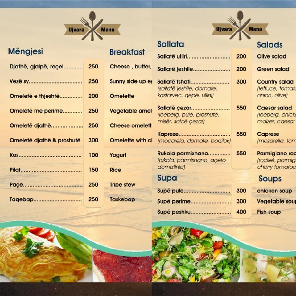 Menu at Ujvara Restaurant, Borsh