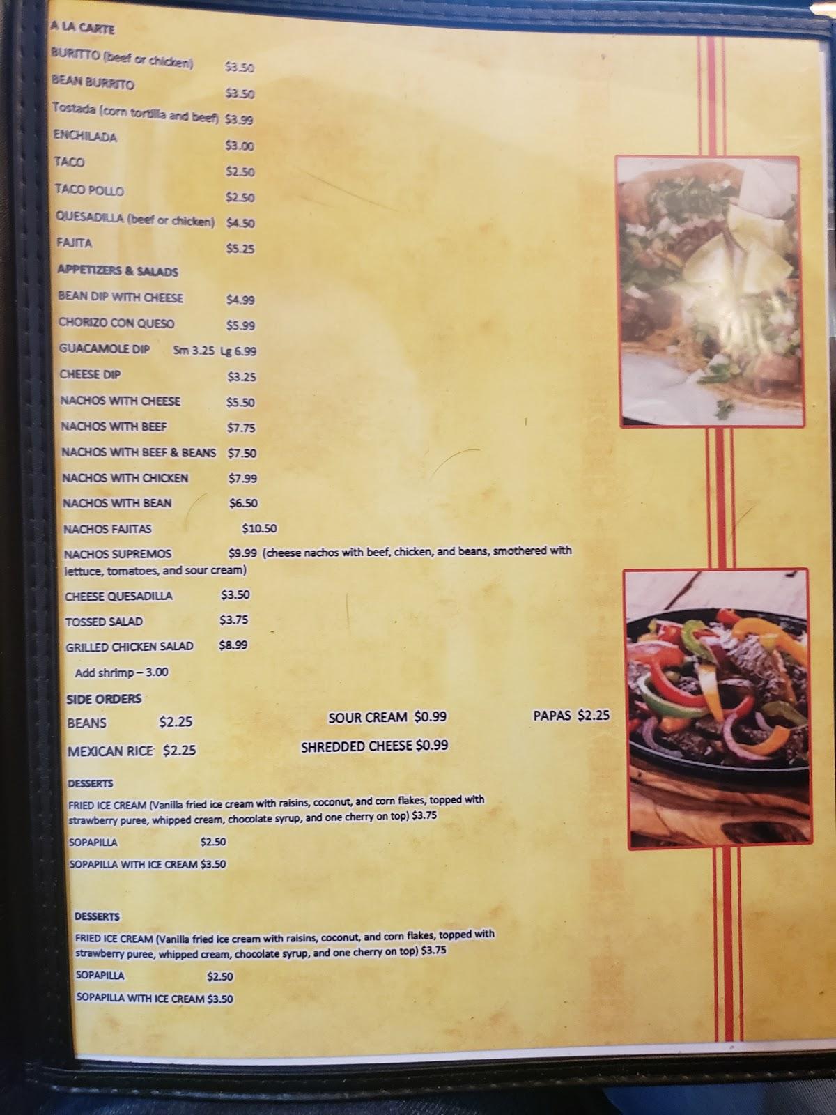 Menu at Mr. Chips & Salsa restaurant, Logansport