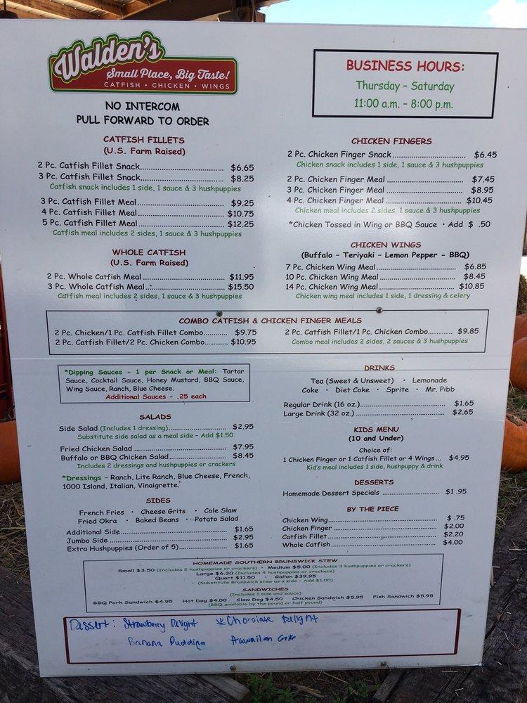 Menu at Walden's Restaurant, Covington