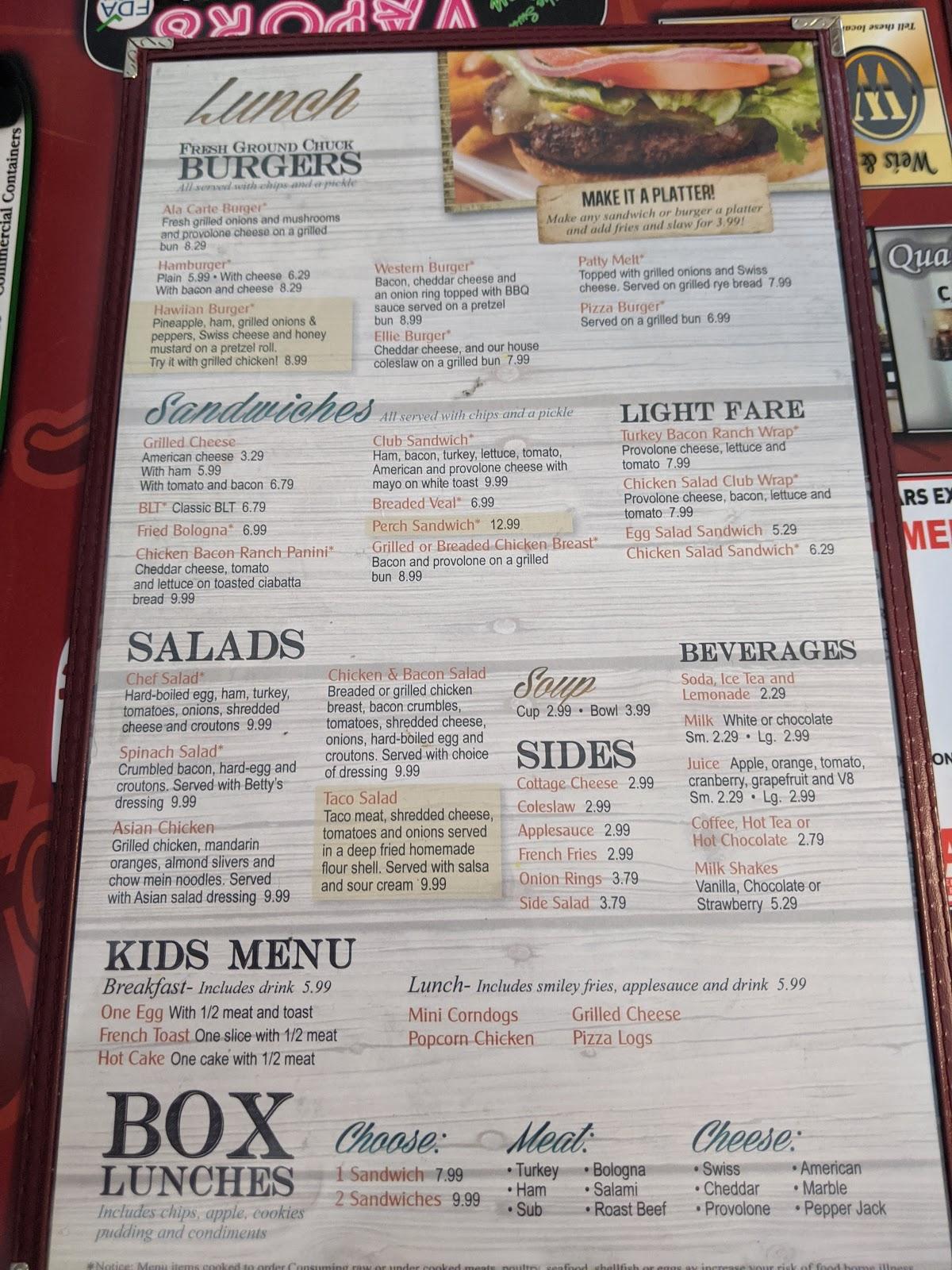 Menu at Ala Carte Café cafe, Port Clinton