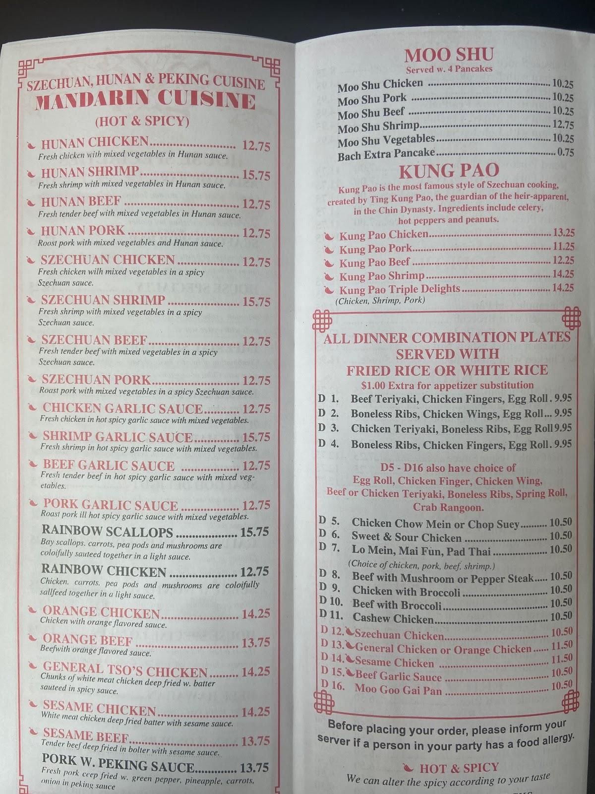 Menu at Asia Chinese Restaurant, South Portland, 50 Market St