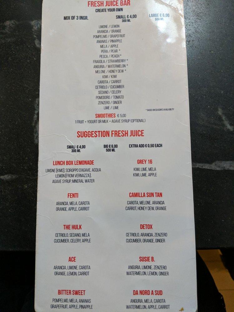 Menu at Lunch Box pub & bar, Vernazza