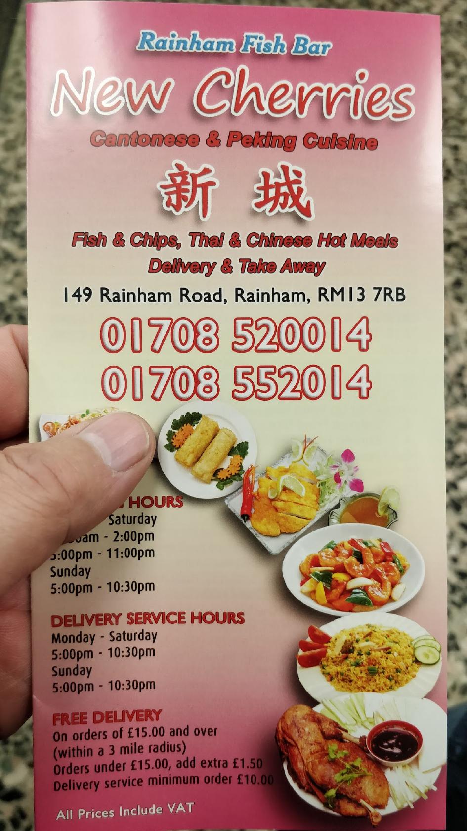 Menu at New Cherries Rainham restaurant, Rainham, 149 Rainham Rd