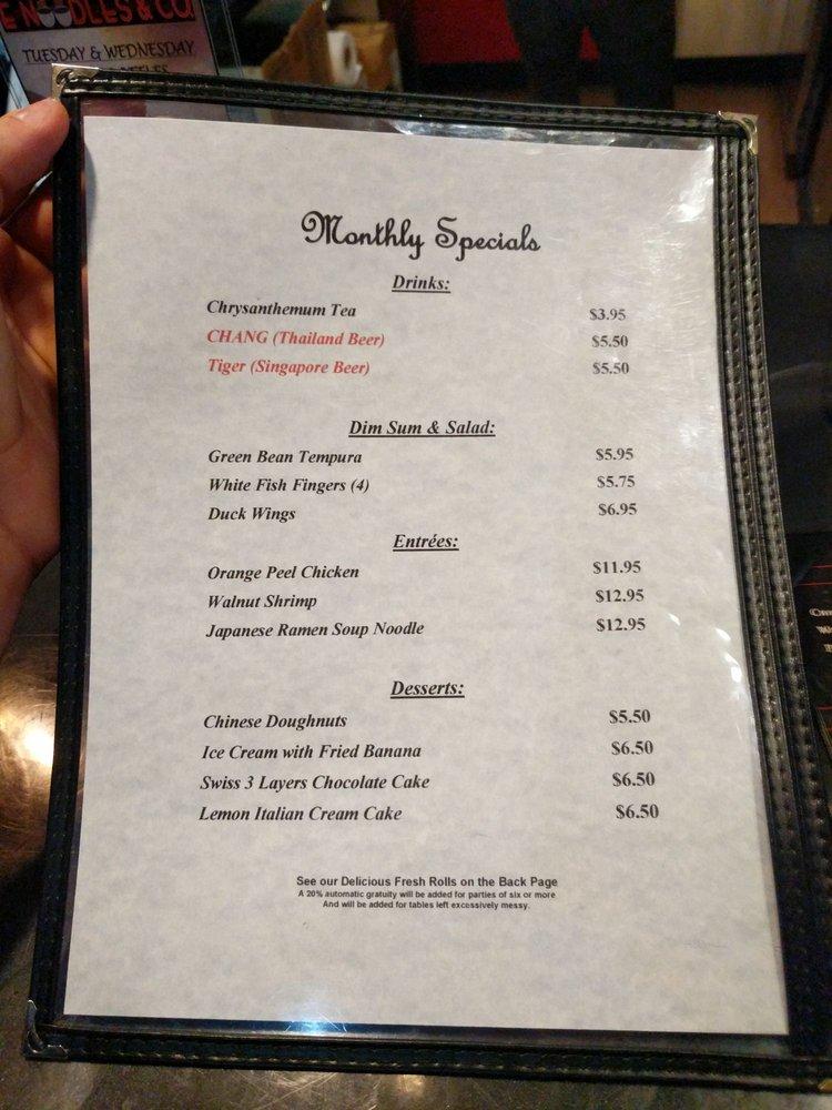 Menu at E Noodles & Co. restaurant, Myrtle Beach