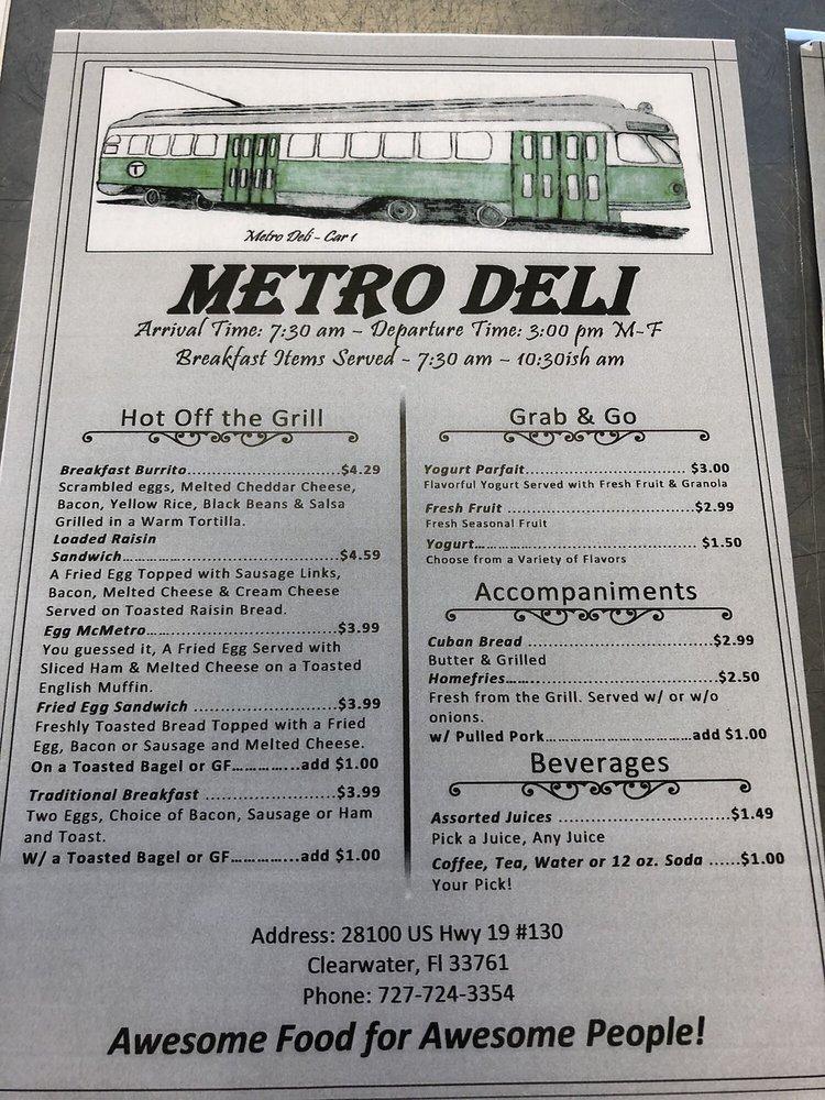 Menu at Metro Deli Clearwater restaurant, Clearwater