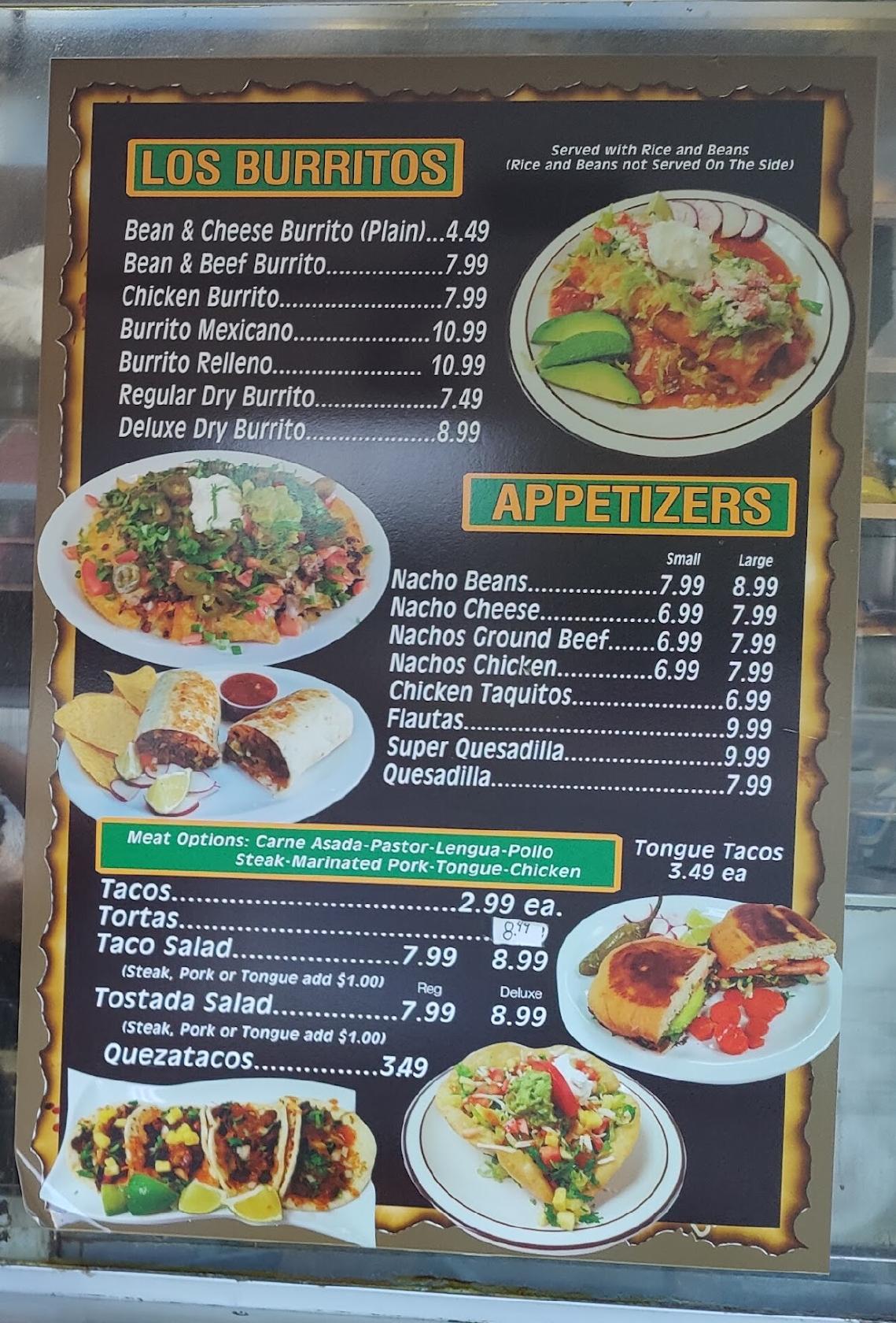 Menu at Tacos El Dorado restaurant, Emmett