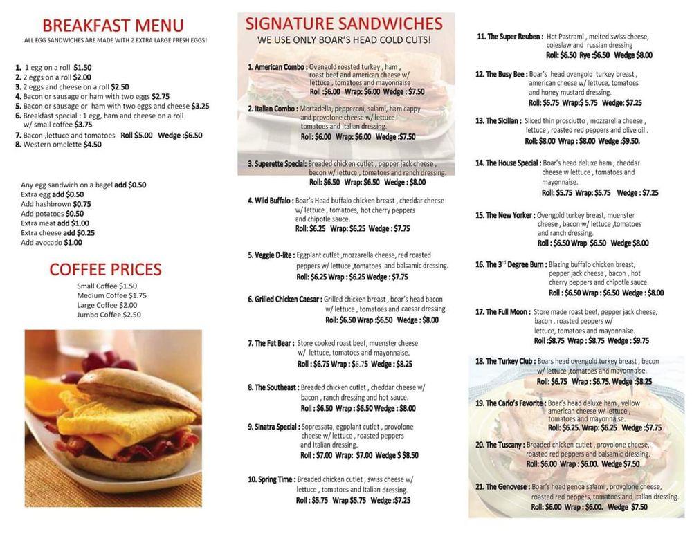 Menu at Brewster Superette, Brewster