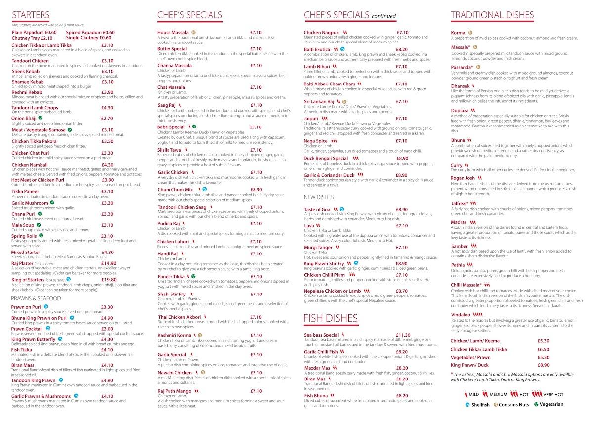 Menu at Cumin Indian Restaurant & Takeaway, Preesall