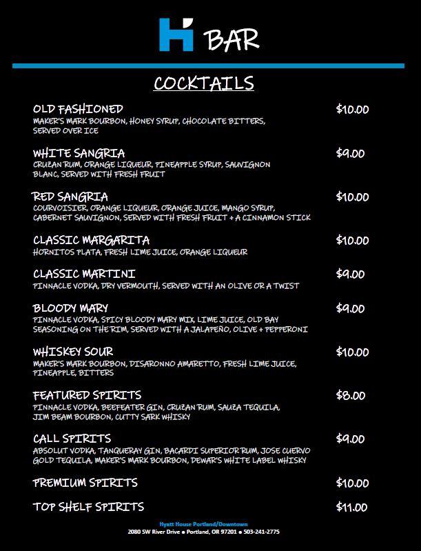Carta de HBar at Hyatt House, Portland