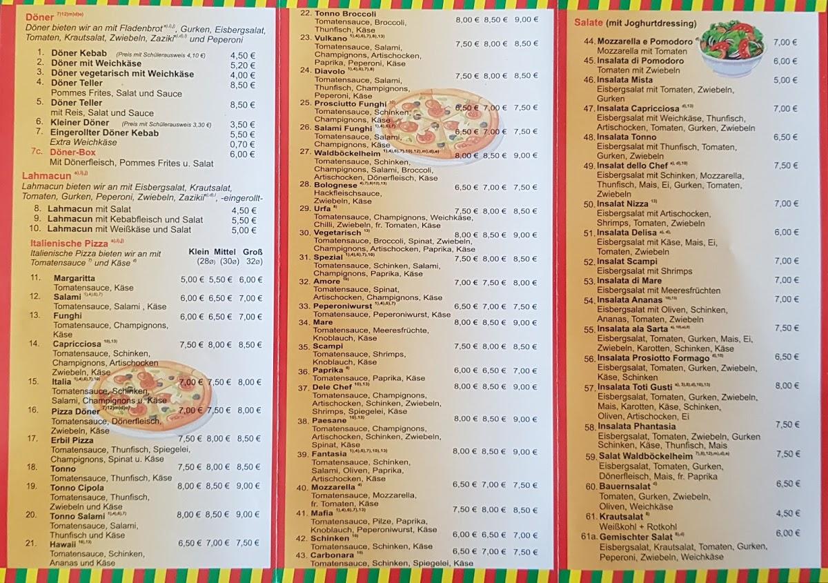 Carta de Waldböckelheimer Kebab & Pizzahaus, Waldböckelheim