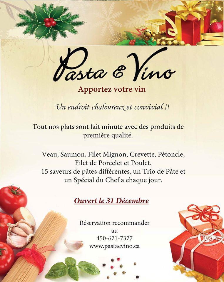 Menu au Pasta E Vino restaurant, SaintLambert