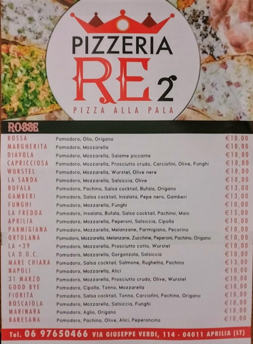 Menu di Pizzeria Re 2 