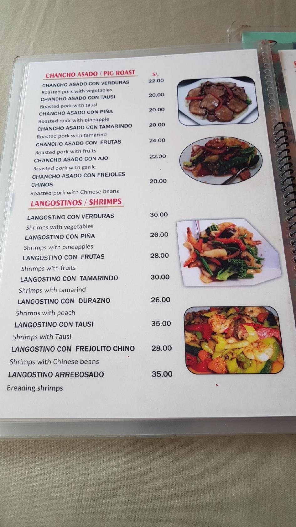 Menu At Restaurante Amazonas Aguas Calientes