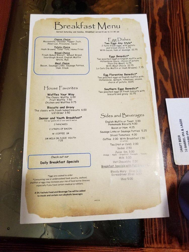 Menu at The Sea Note Restaurant & Lounge, Yachats