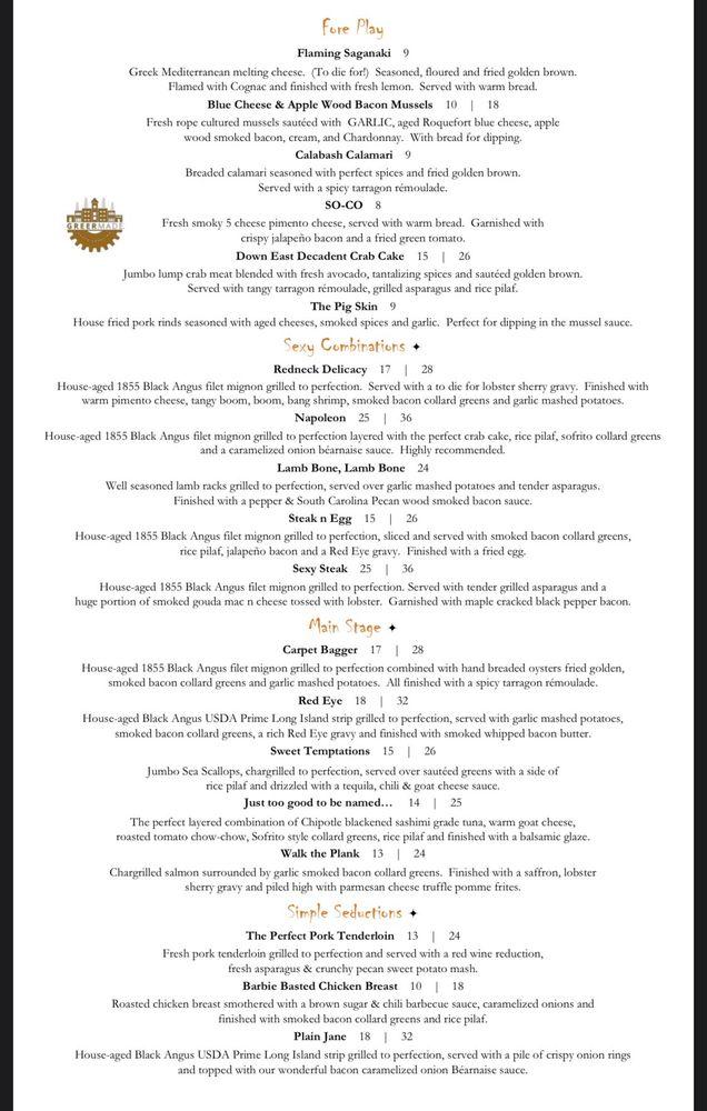 Menu at The Strip Club 104 Steakhouse, Greer